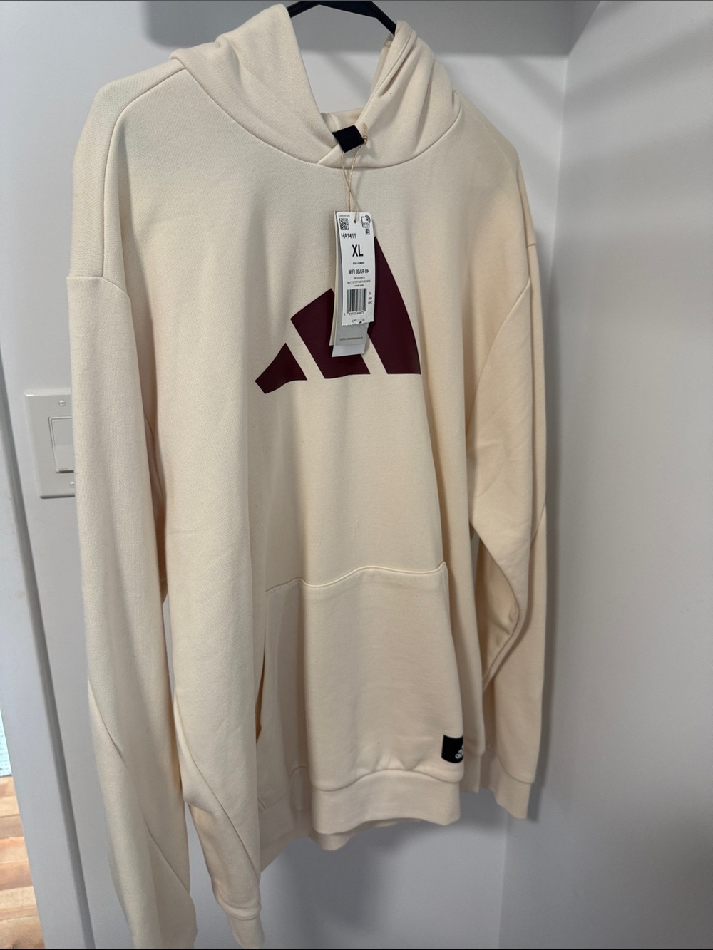 adidas Cream Hoodie with Maroon Logo